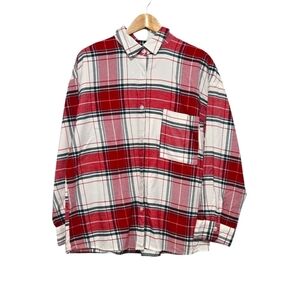 H&M Womens Flannel Plaid Button Down Shirt Large